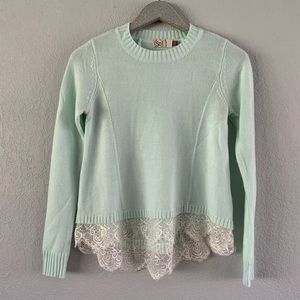 SO Crew Sweater With Lace Trim